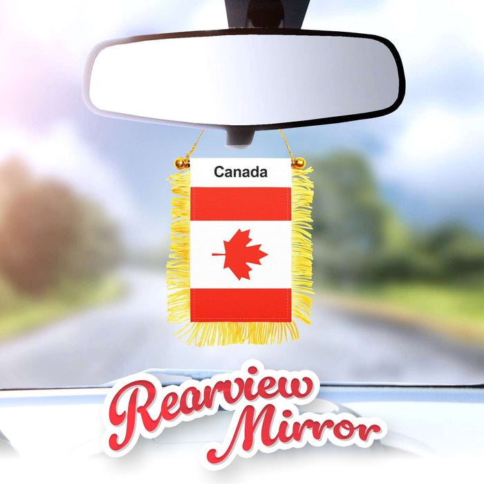 G128 Canada Canadian Fringy Flag | Fringy Hanging Double Sided Flag with Suction Cup, Window and Car Rearview Mirror Decor