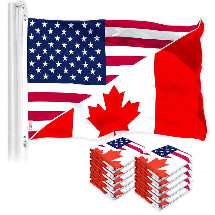 G128 10 Pack: Canada USA Friendship Flag | 3x5 Ft | LiteWeave Pro Series Printed 150D Polyester | Specialty Flag, Indoor/Outdoor, Vibrant Colors, Brass Grommets