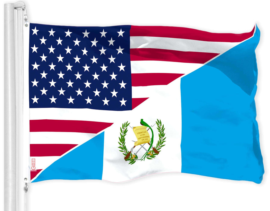 G128 Guatemala USA Friendship Flag | 3x5 Ft | LiteWeave Pro Series Printed 150D Polyester | Specialty Flag, Indoor/Outdoor, Vibrant Colors, Brass Grommets
