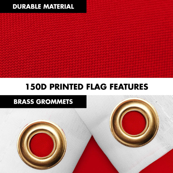 G128 Combo Pack: 6 Ft Twist Free Aluminum Spinning Flagpole (White) & Greenland Flag | 3x5 Ft | LiteWeave Pro Series Printed 150D Polyester | Pole with Flag Included