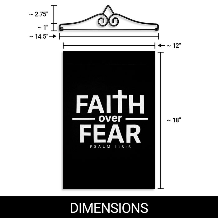 G128 Combo Pack Garden Flag Hanger 14IN & Garden Flag Faith Over Fear Scripture Printed 12x18IN Double Sided Yard Garden Lawn Decoration