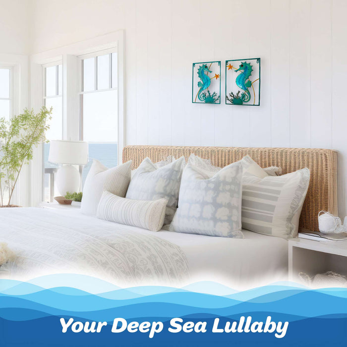 G128 Seahorse Metal Wall Art Set | Ocean Beach Themed Framed Home Wall Decor with LED Lights | Battery NOT Included