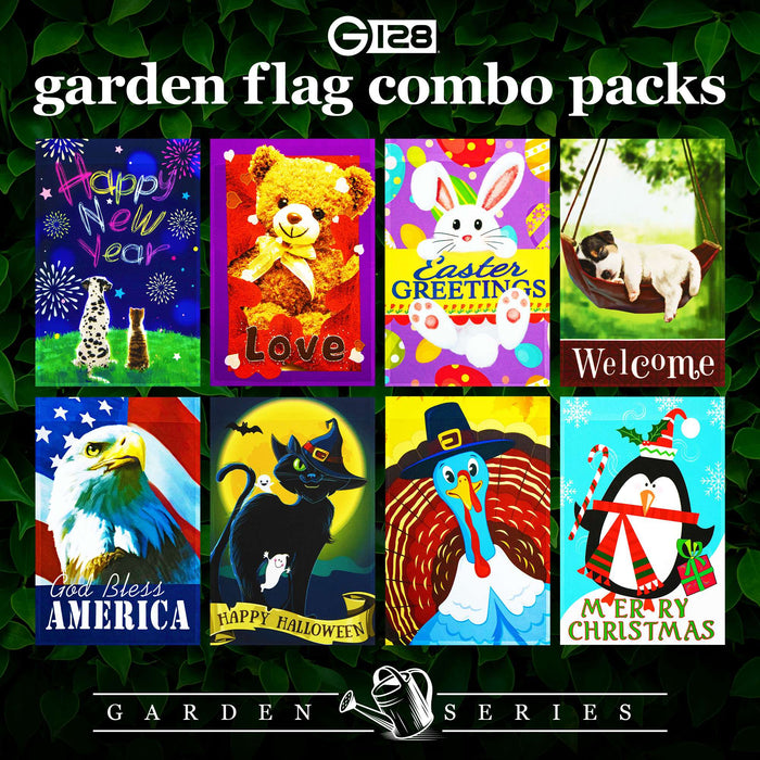 G128 set of 8 holiday and seasonal animals garden flags, 12x18 inch, photo 4