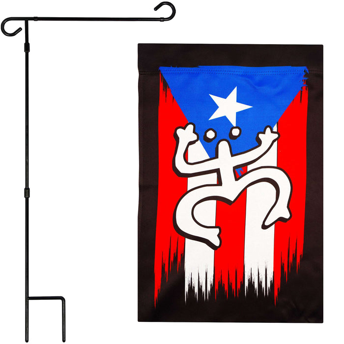 G128 36x16IN Garden Flag Stand & 12x18 Puerto Rico Coqui Frog Flag Kit