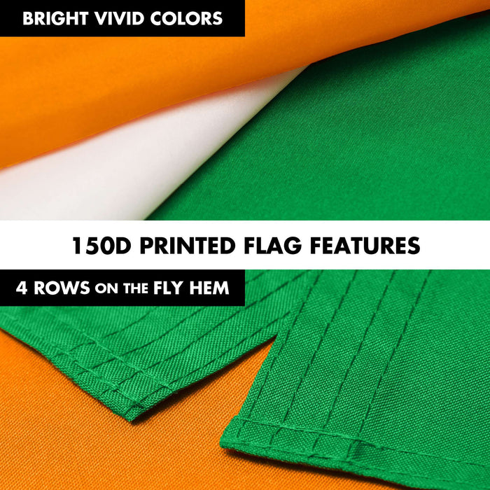 G128 Combo Pack: 6 Ft Twist Free Aluminum Spinning Flagpole (Black) & Ivory Coast Flag | 3x5 Ft | LiteWeave Pro Series Printed 150D Polyester | Pole with Flag Included