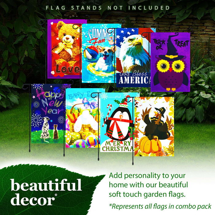 G128 set of 8 love and holiday animals garden flags, 12x18 inch, photo 8