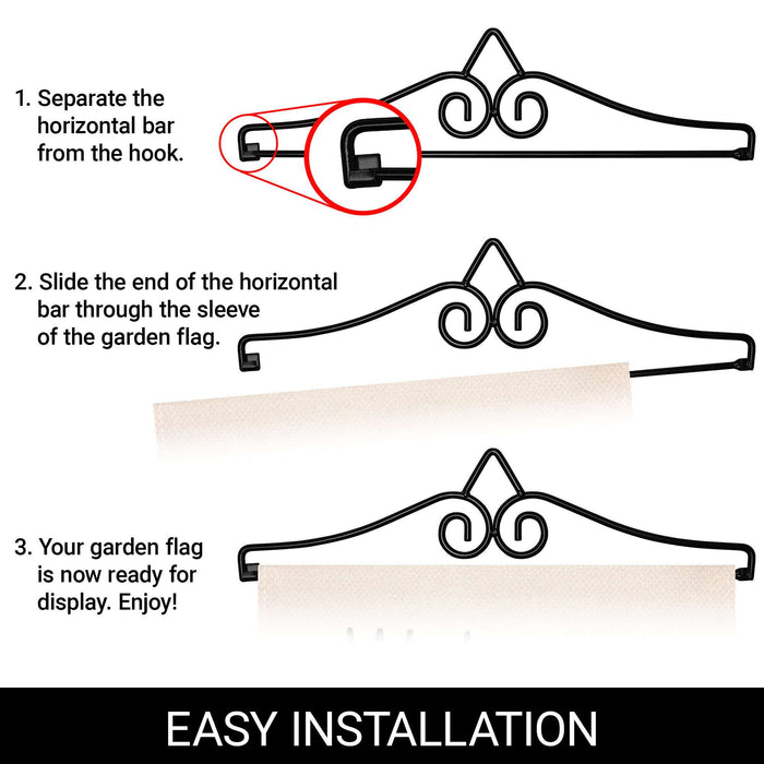 G128 Combo Pack Garden Flag Hanger 14IN & Garden Flag Welcome  Flowers Printed 12x18IN Double Sided Yard Garden Lawn Decoration