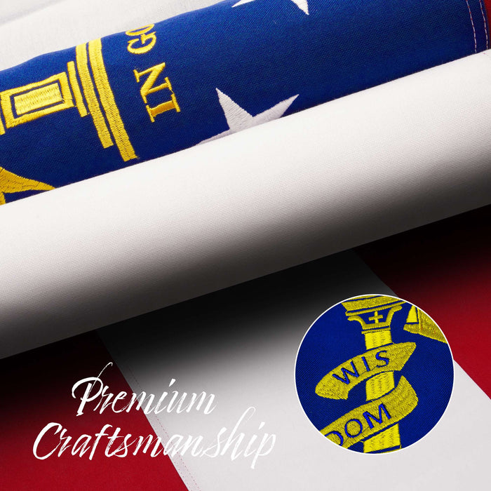 G128 Georgia State Flag | 3x5 Ft | StormFlyer Series Embroidered 220GSM Spun Polyester | Embroidered Design, Indoor/Outdoor, Brass Grommets, Heavy Duty, All Weather