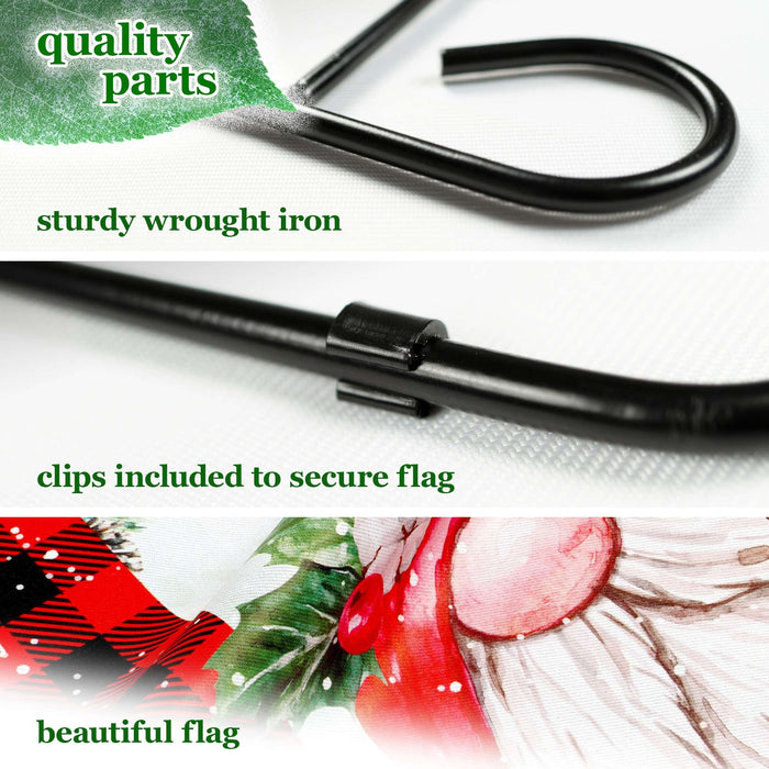 G128 36x16IN Garden Flag Stand & 12x18 Welcome Christmas Gnome Flag Kit