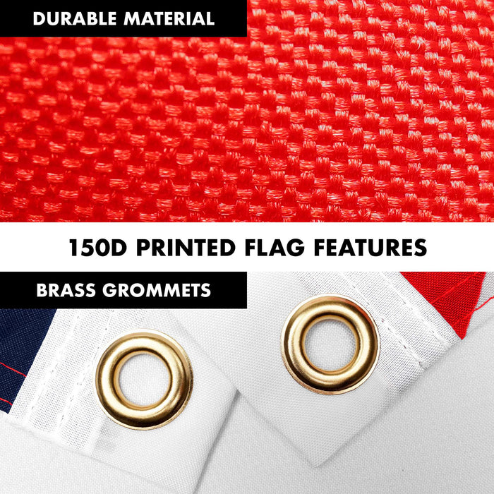 G128 Combo Pack: 6 Ft Tangle Free Aluminum Spinning Flagpole (Silver) & Canada USA Friendship Flag | 3x5 Ft |LiteWeave Pro Series Printed 150D Polyester | Pole with Flag Included