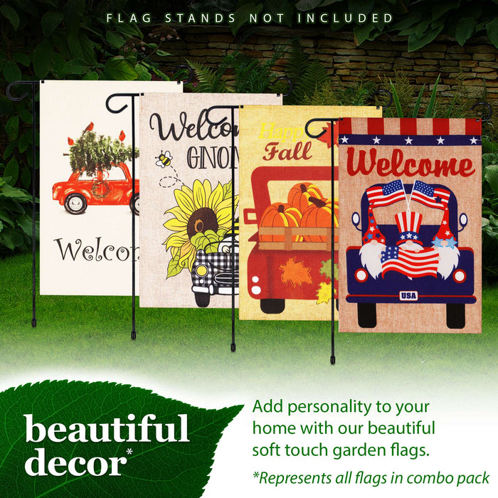 G128 set of 4 christmas tree and pumpkin trucks garden flags, 12x18 inch, photo 8