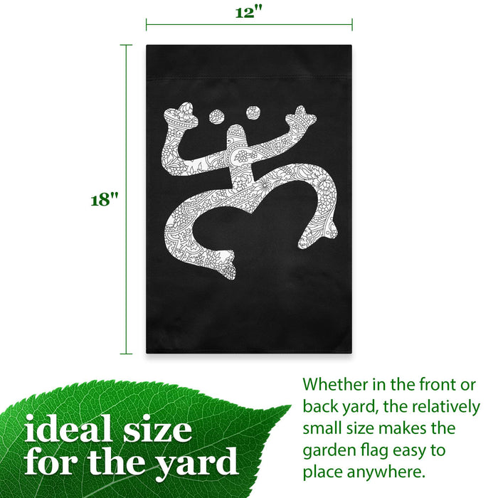 G128 Floral Coqui Frog Black Garden Flag 12x18 In Double Sided Yard Garden Lawn Decoration