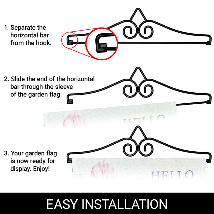 G128 Combo Pack Garden Flag Hanger 14IN & Garden Flag Hello Spring Hummingbird Flowers Printed 12x18IN Double Sided