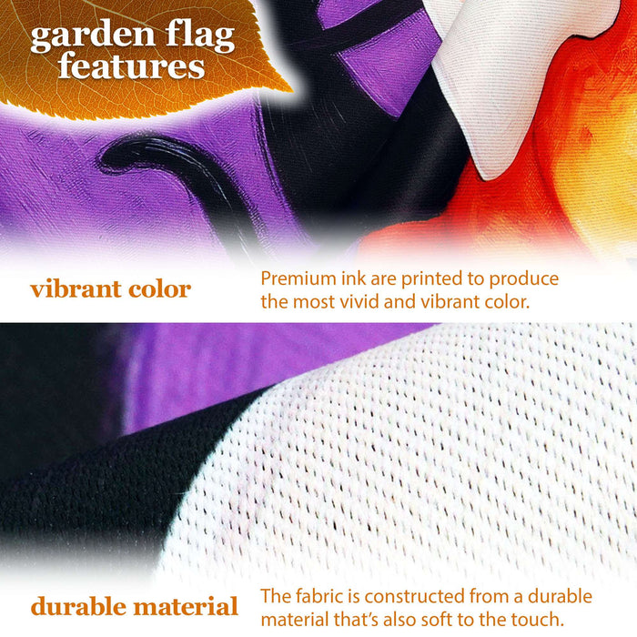G128 36x16IN Garden Flag Stand & 12x18 Halloween Ghost Cat Flag Kit