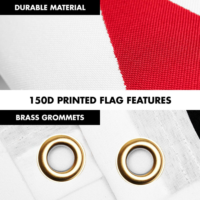 G128 Combo Pack: 6 Ft Tangle Free Aluminum Spinning Flagpole (Silver) & Republic of Syria Flag 3x5 Ft, LiteWeave Pro Series Printed 150D Polyester | Pole with Flag Included