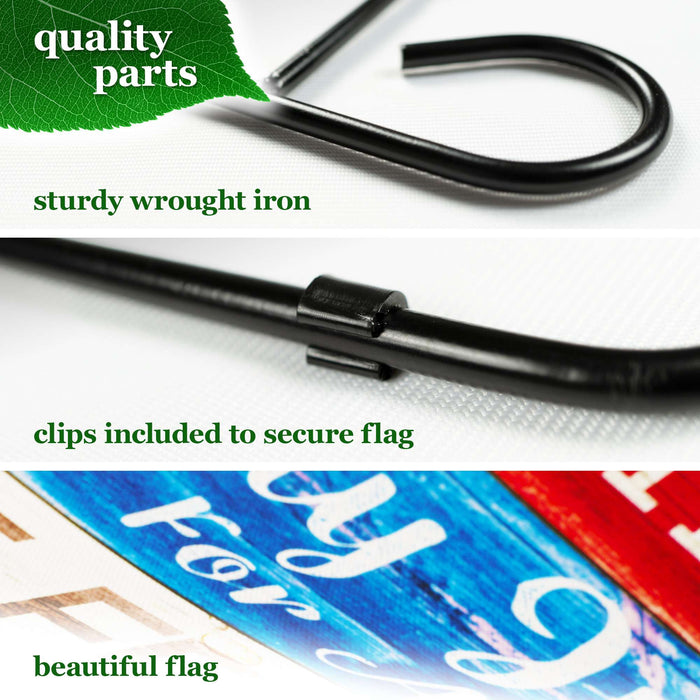 G128 Combo Pack: Garden Flag Stand 36x16IN & Garden Flag Land of the Free Liberty Printed 12x18IN Double Sided