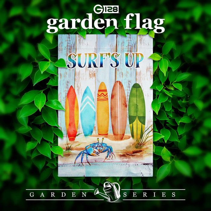 G128 Surfs Up Surfboard Beach Garden Flag 12x18 In Double Sided Summer Yard Garden Lawn Decoration
