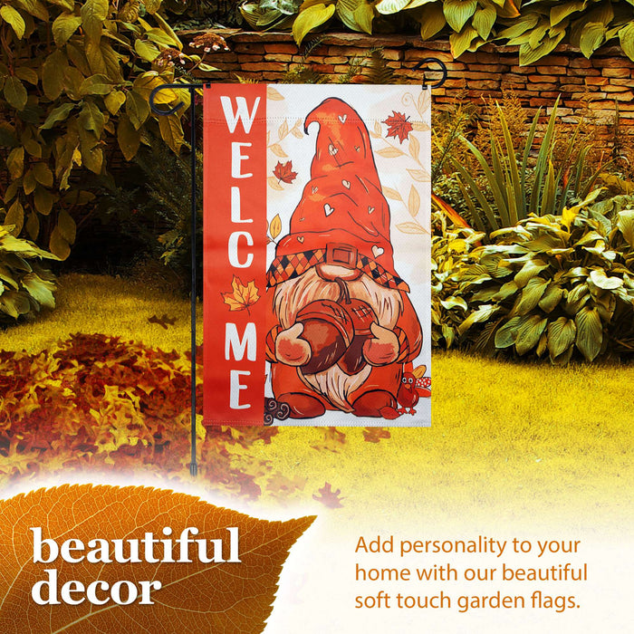G128 36x16IN Garden Flag Stand & 12x18 Welcome Fall Gnome Flag Kit