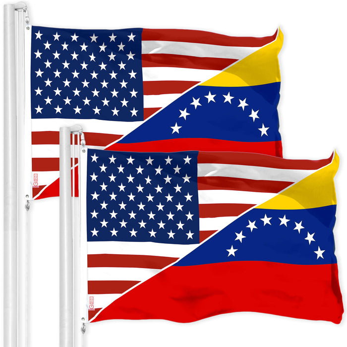 G128 2 Pack: Venezuela 8 Stars USA Friendship Flag | 3x5 Ft | LiteWeave Pro Series Printed 150D Polyester | Specialty Flag, Indoor/Outdoor, Vibrant Colors, Brass Grommets