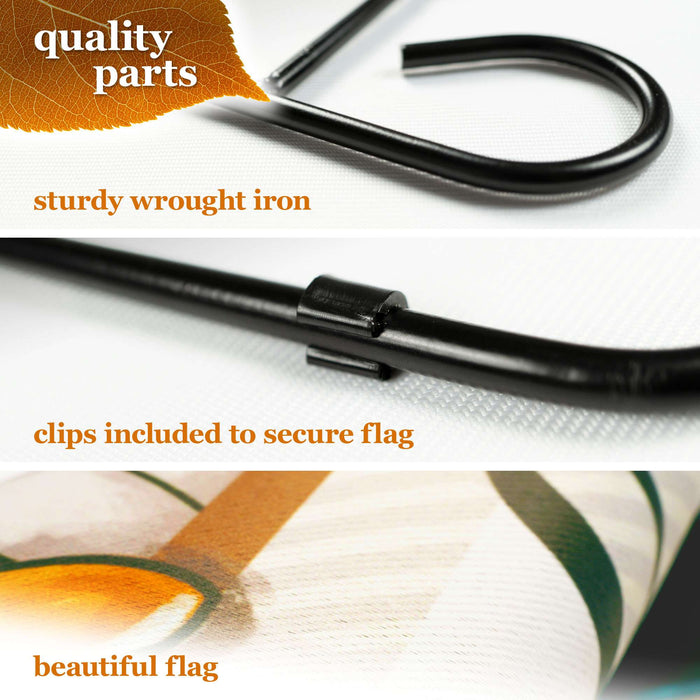G128 Combo Pack: Garden Flag Stand 36x16IN & Garden Flag Autumn Welcome Gnome Printed 12x18IN Double Sided