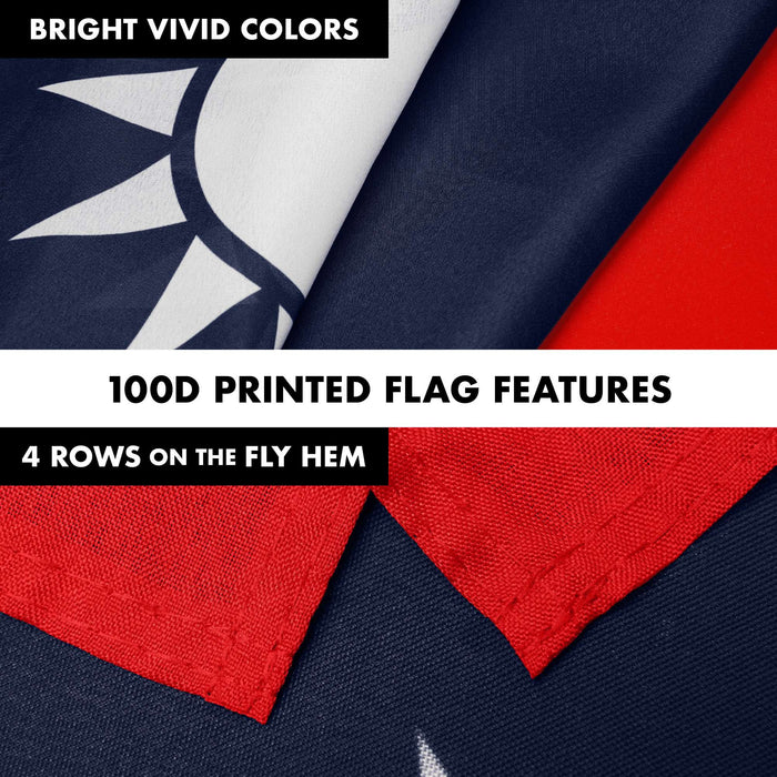 G128 Combo Pack: 6 Ft Twist Free Aluminum Spinning Flagpole (Black) & Taiwan Taiwanese Flag | 3x5 Ft | LiteWeave Series Printed 100D Polyester | Pole with Flag Included
