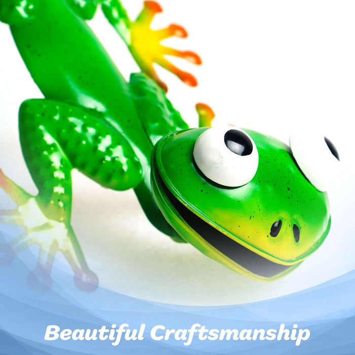 G128 green gecko lizard metal wall art hanging decor, 9 inch nominal size