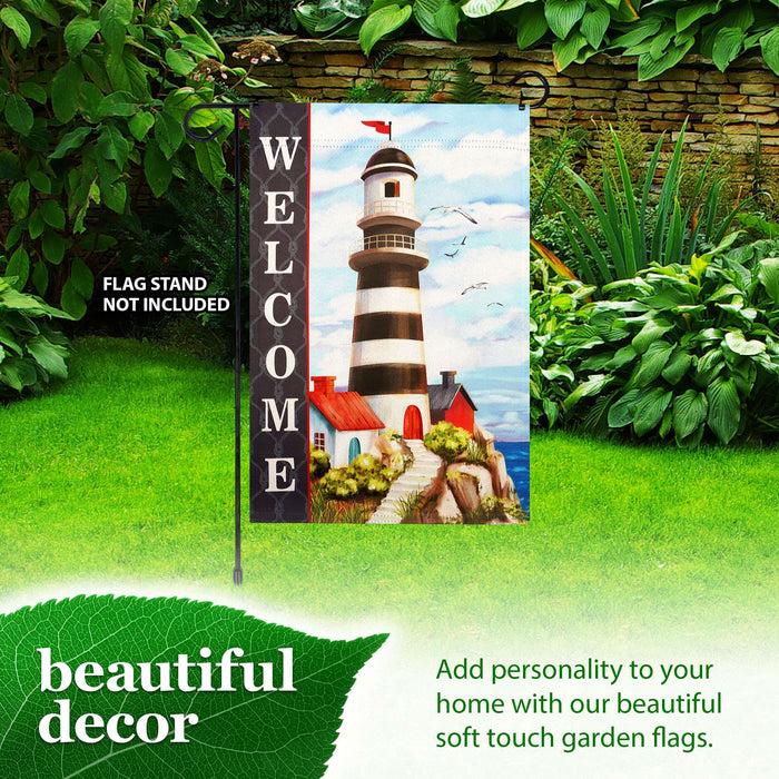G128 Welcome Lighthouse Beach Garden Flag 12x18 In Double Sided Summer Yard Garden Lawn Decoration