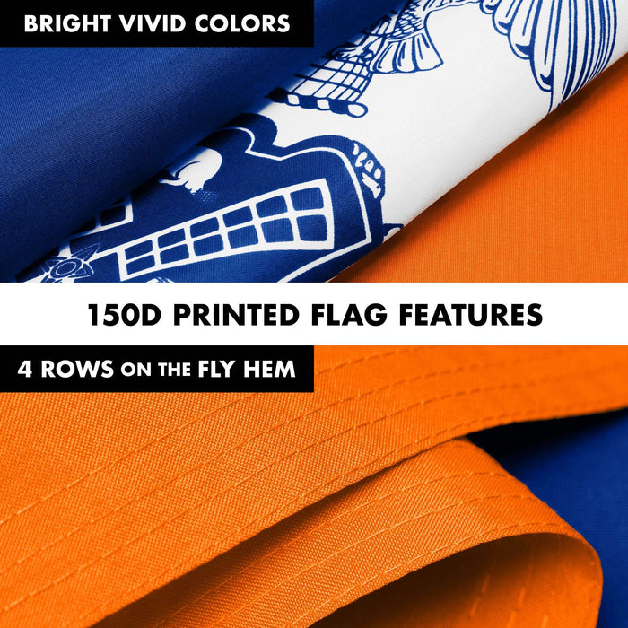 G128 Combo Pack: 6 Ft Twist Free Aluminum Spinning Flagpole (Black) & New York Flag | 3x5 Ft | LiteWeave Pro Series Printed 150D Polyester | Pole with Flag Included