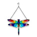 G128 dragonfly stained glass suncatcher window hanging ornament with metal frame, 12 inch nominal size