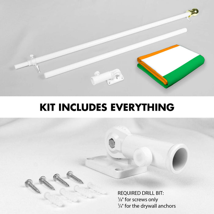 G128 Combo Pack: 6 Ft Twist Free Aluminum Spinning Flagpole (White) & Ivory Coast Flag | 3x5 Ft | LiteWeave Pro Series Printed 150D Polyester | Pole with Flag Included