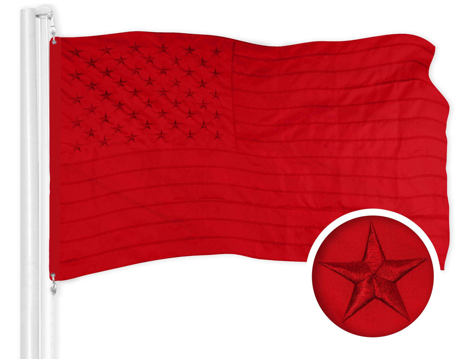 G128 Combo Pack: American USA Flag 3x5 Ft & American USA All Red Flag 3x5 Ft | Both ToughWeave Series Embroidered 300D Polyester, Brass Grommets