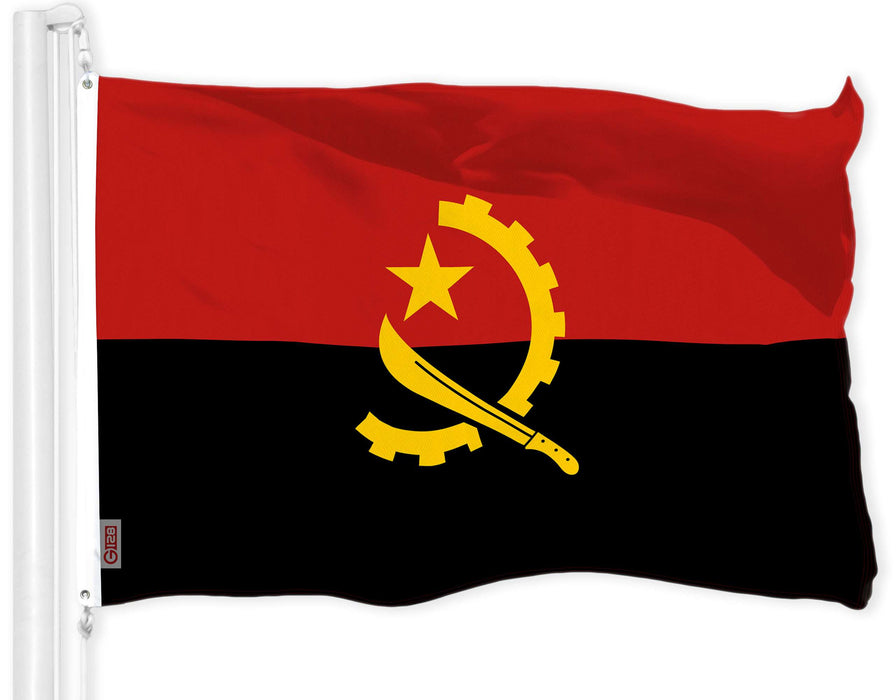 G128 Angola Angolan Flag | 3x5 Ft | LiteWeave Pro Series Printed 150D Polyester | Country Flag, Indoor/Outdoor, Vibrant Colors, Brass Grommets