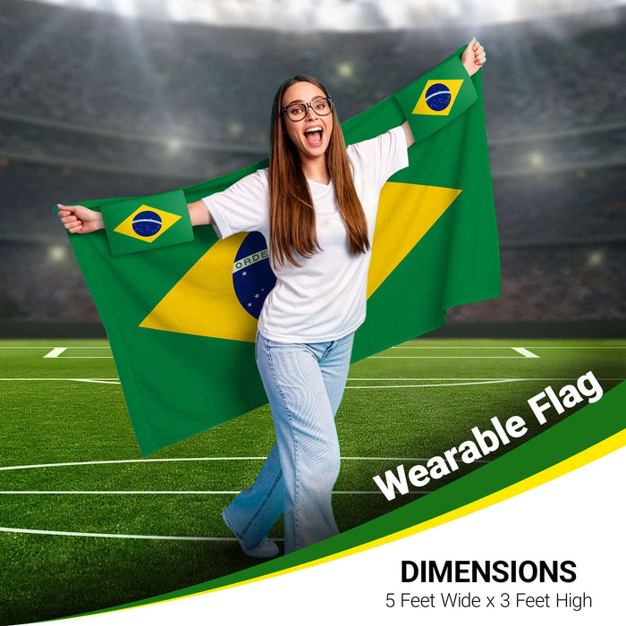 G128 World Soccer Tournament 2026 Cup Soccer Fan Set 6PCS, Brazil Fan Merch with Flag and Koozie, Accessories for Sports Parties