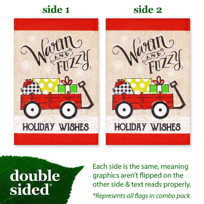 G128 set of 4 seasonal pickup trucks garden flags, 12x18 inch, photo 3