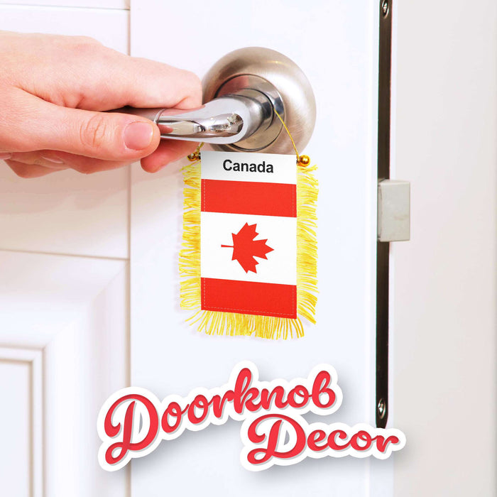 G128 Canada Canadian Fringy Flag | Fringy Hanging Double Sided Flag with Suction Cup, Window and Car Rearview Mirror Decor