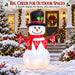 G128 5FT inflatable Christmas snowman with top hat, red scarf and Let It Snow banner lit up in a yard