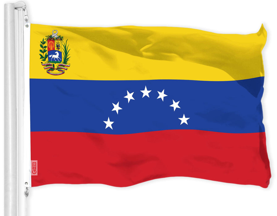 G128 Combo Pack: American USA Flag 3x5 Ft & Venezuela 7 Stars Flag 3x5 Ft | Both LiteWeave Pro Series Printed 150D Polyester, Brass Grommets