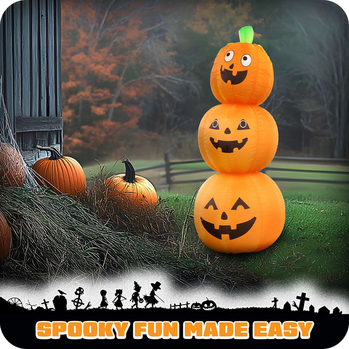 G128 4 ft Pumpkin Halloween Inflatable Decor with LED Lights, Halloween Outdoor Holiday Yard Decoration, Fast Inflate, Weather-Resistant, Outdoor Use
