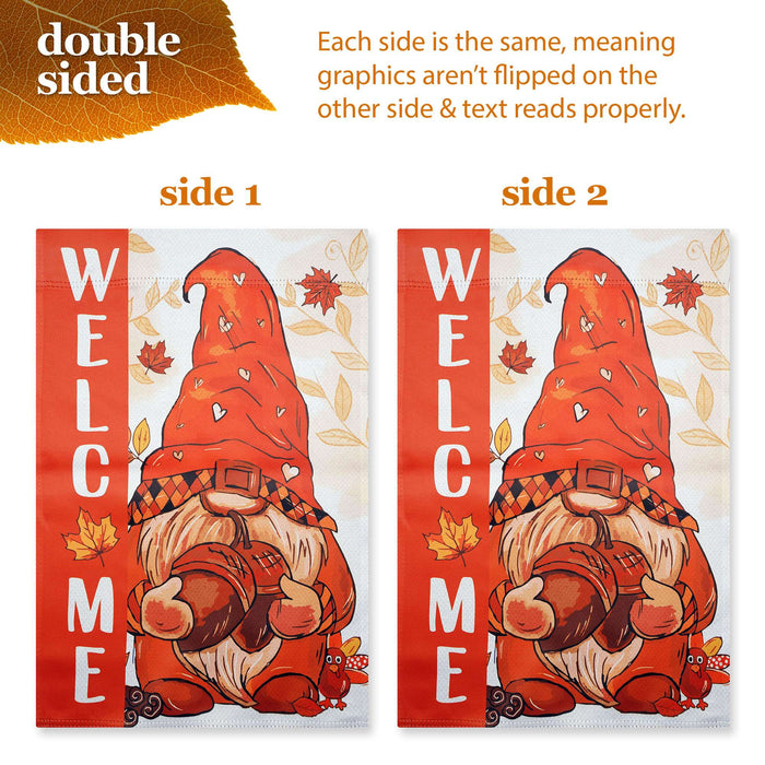 G128 36x16IN Garden Flag Stand & 12x18 Welcome Fall Gnome Flag Kit