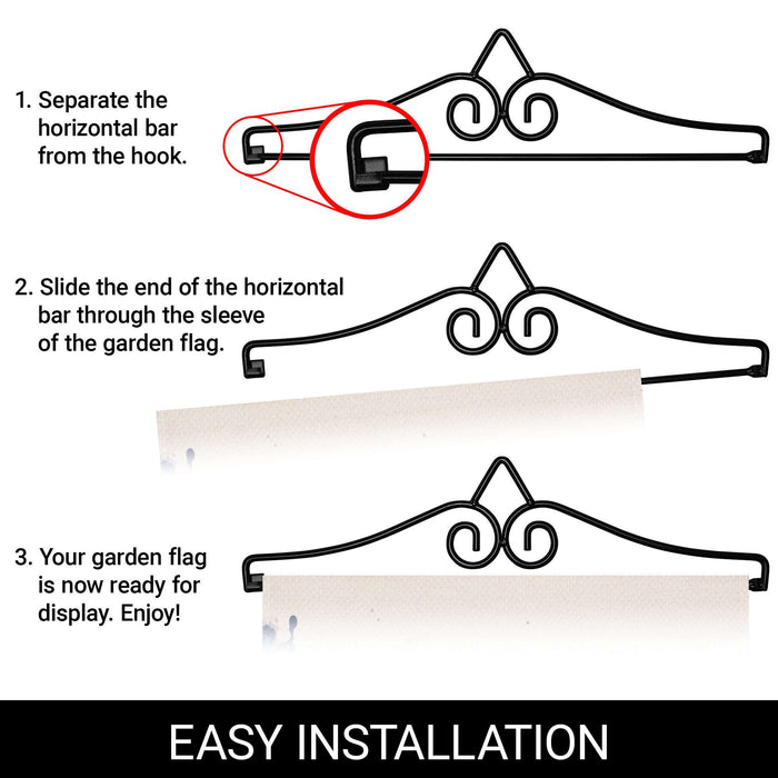 G128 Combo Pack Garden Flag Hanger 14IN & Garden Flag Patriotic Bald Eagle Printed 12x18IN Double Sided Yard Garden Lawn Decoration