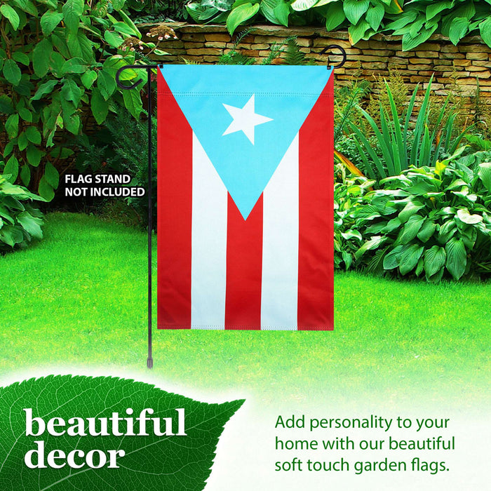 G128 Puerto Rico Light Blue Garden Flag Printed 12x18IN Double Sided Blockout Fabric