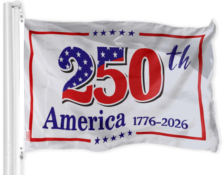 G128 USA 250th Anniversary Flag | 3x5 Ft | Double Sided Printed 150D Polyester | America 1776-2026 Patriotic Banner with Brass Grommets | Durable Indoor/Outdoor Celebration Flag