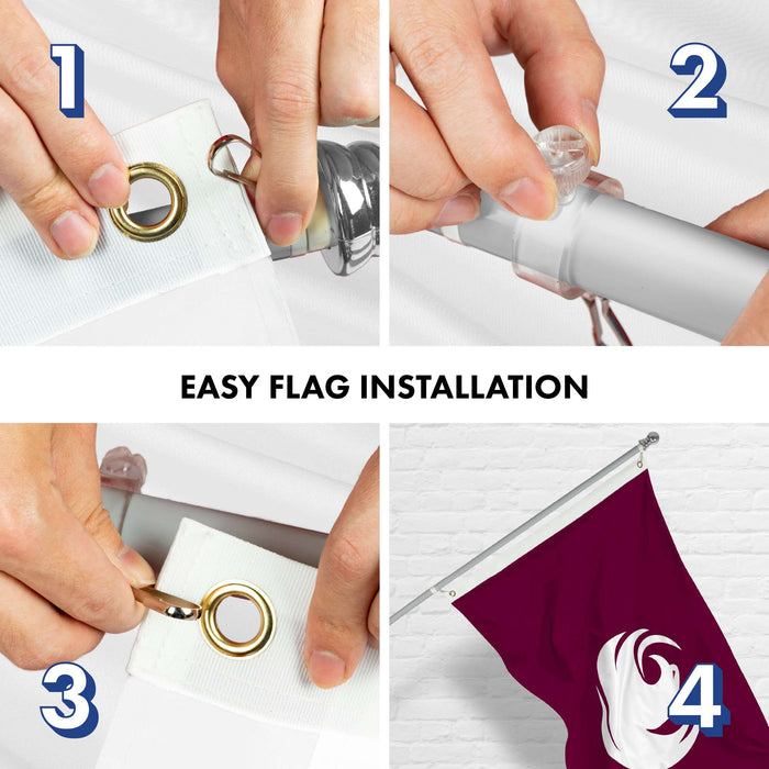 G128 Combo Pack: 6 Ft Twist Free Aluminum Spinning Flagpole (Silver) & Phoenix Flag | 3x5 Ft | LiteWeave Pro Series Printed 150D Polyester | Pole with Flag Included