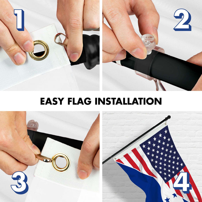 G128 Combo Pack: 6 Ft Tangle Free Aluminum Spinning Flagpole (Black) & Honduras USA Friendship Flag | 3x5 Ft |LiteWeave Pro Series Printed 150D Polyester | Pole with Flag Included