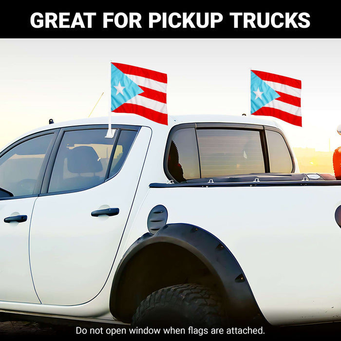 G128 2 Pack: Puerto Rico Light Blue Flag | 11x17 In | Double LiteWeave Pro Series Double Sided Printed 150D Polyester | Flagpole Included | Perfect for Festival Celebrations, Parades