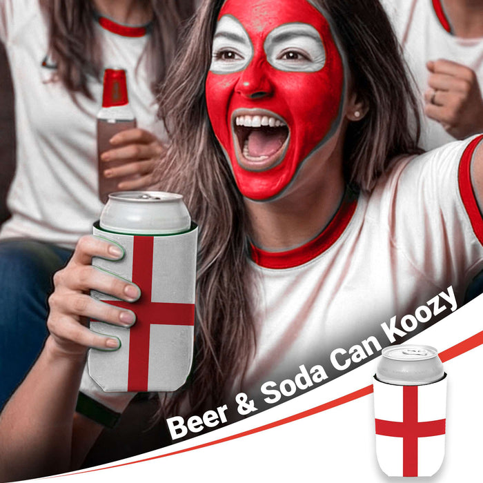 G128 World Soccer Tournament 2026 Cup Soccer Fan Set 6PCS, England Fan Merch with Flag and Koozie, Accessories for Sports Parties