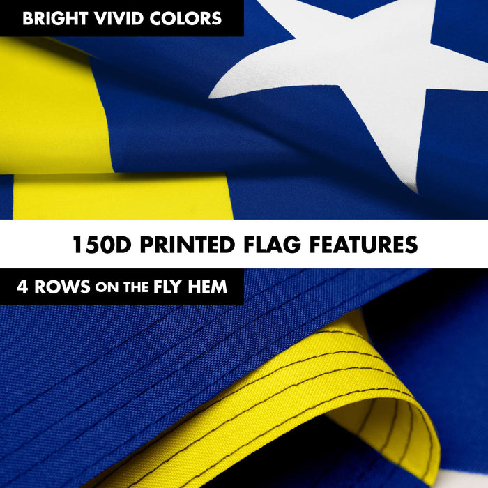 G128 Combo Pack: 6 Ft Twist Free Aluminum Spinning Flagpole (Silver) & Curacao Flag | 3x5 Ft | LiteWeave Pro Series Printed 150D Polyester | Pole with Flag Included