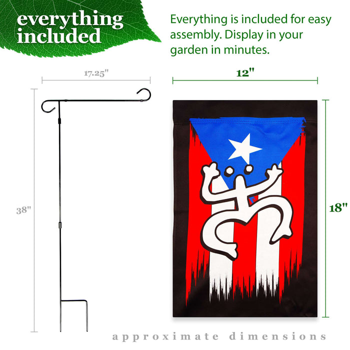 G128 36x16IN Garden Flag Stand & 12x18 Puerto Rico Coqui Frog Flag Kit