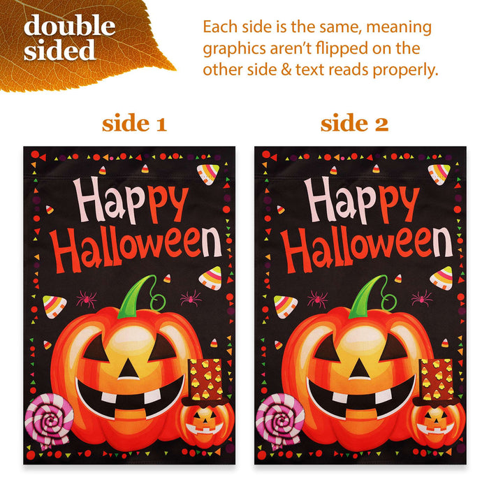 G128 36x16IN Garden Flag Stand & 12x18 Happy Halloween Pumpkin Flag Kit