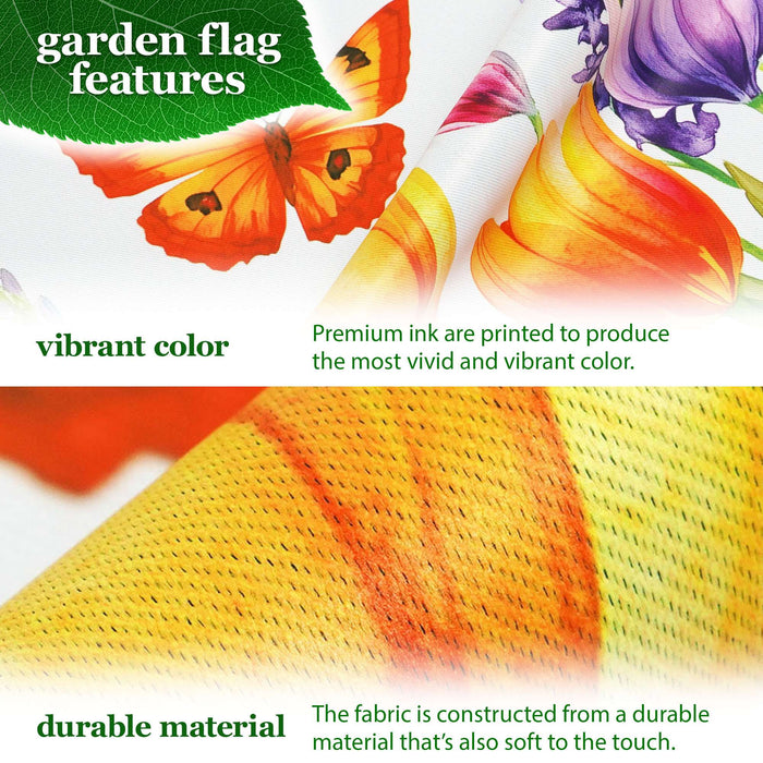 G128 36x16IN Garden Flag Stand & 12x18 Spring Tulip Butterfly Flag Kit